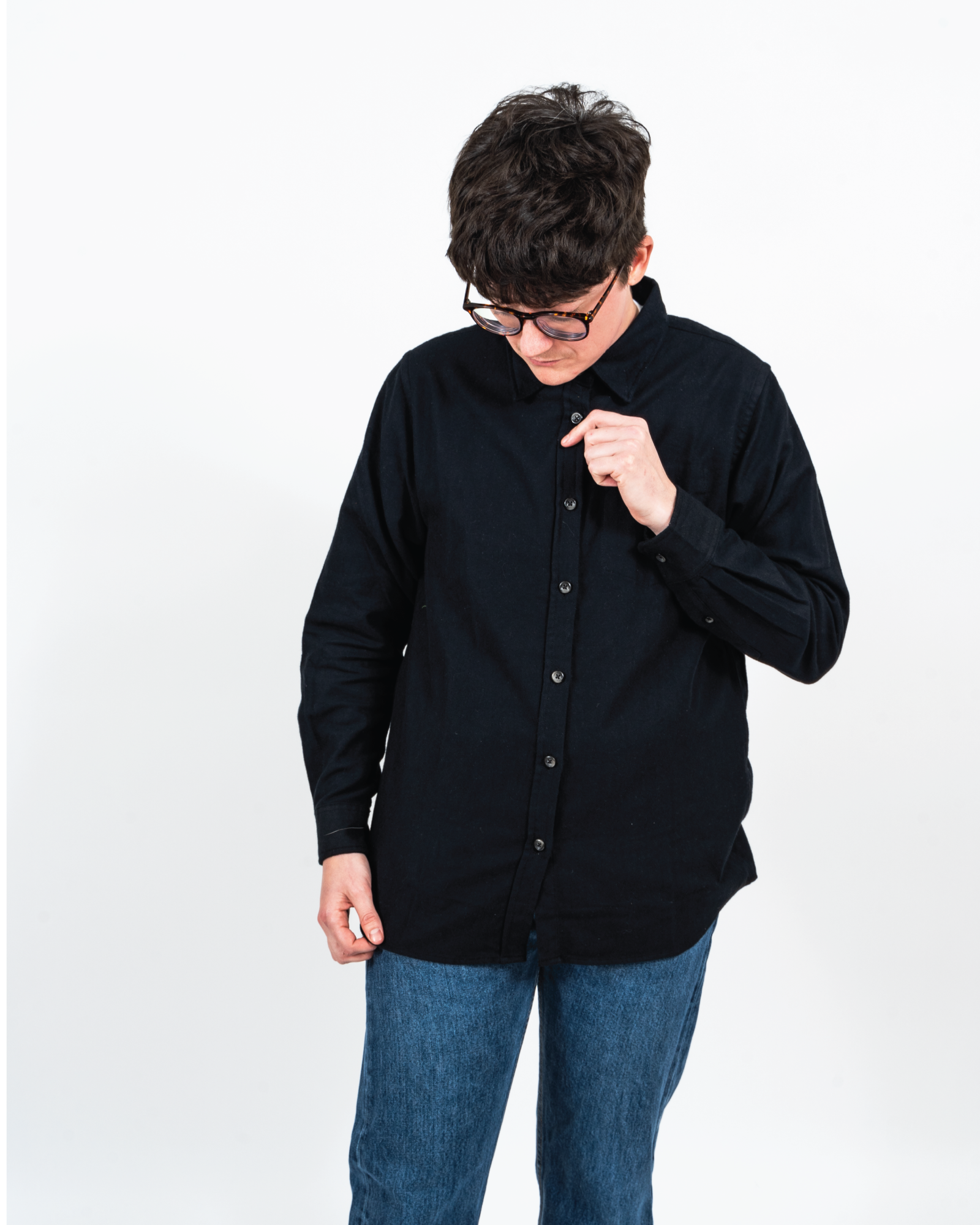 Black Herringbone Flannel