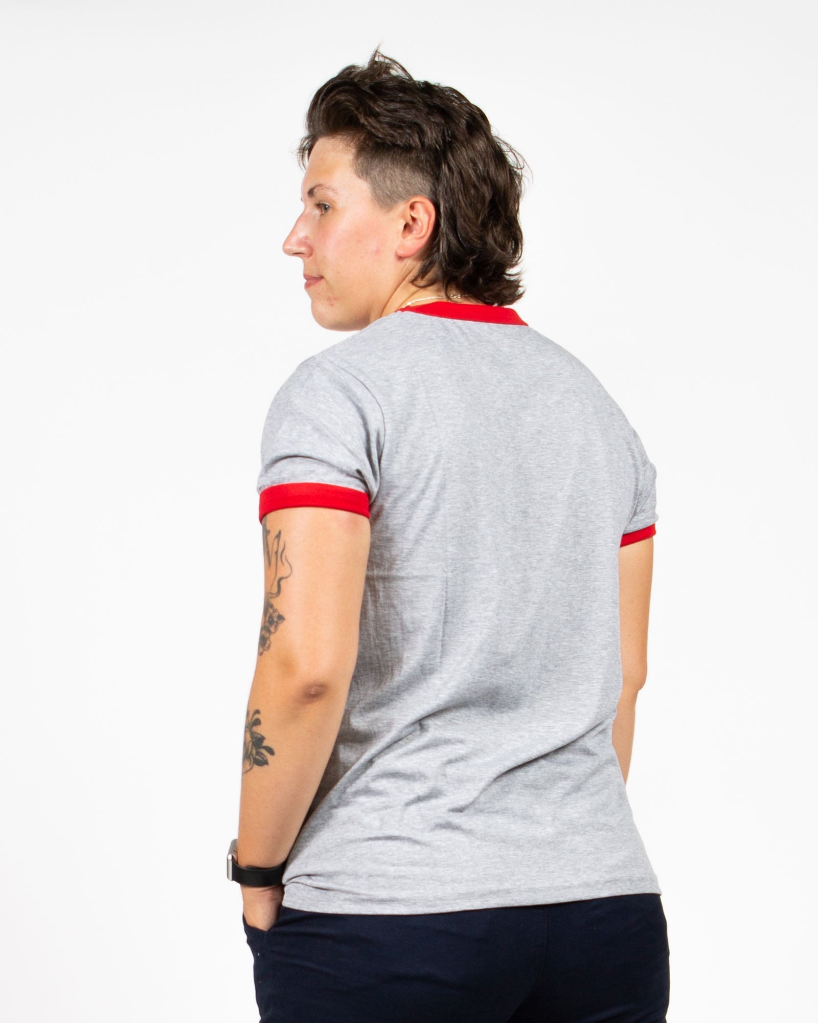 Grey/Red Ringer Tee