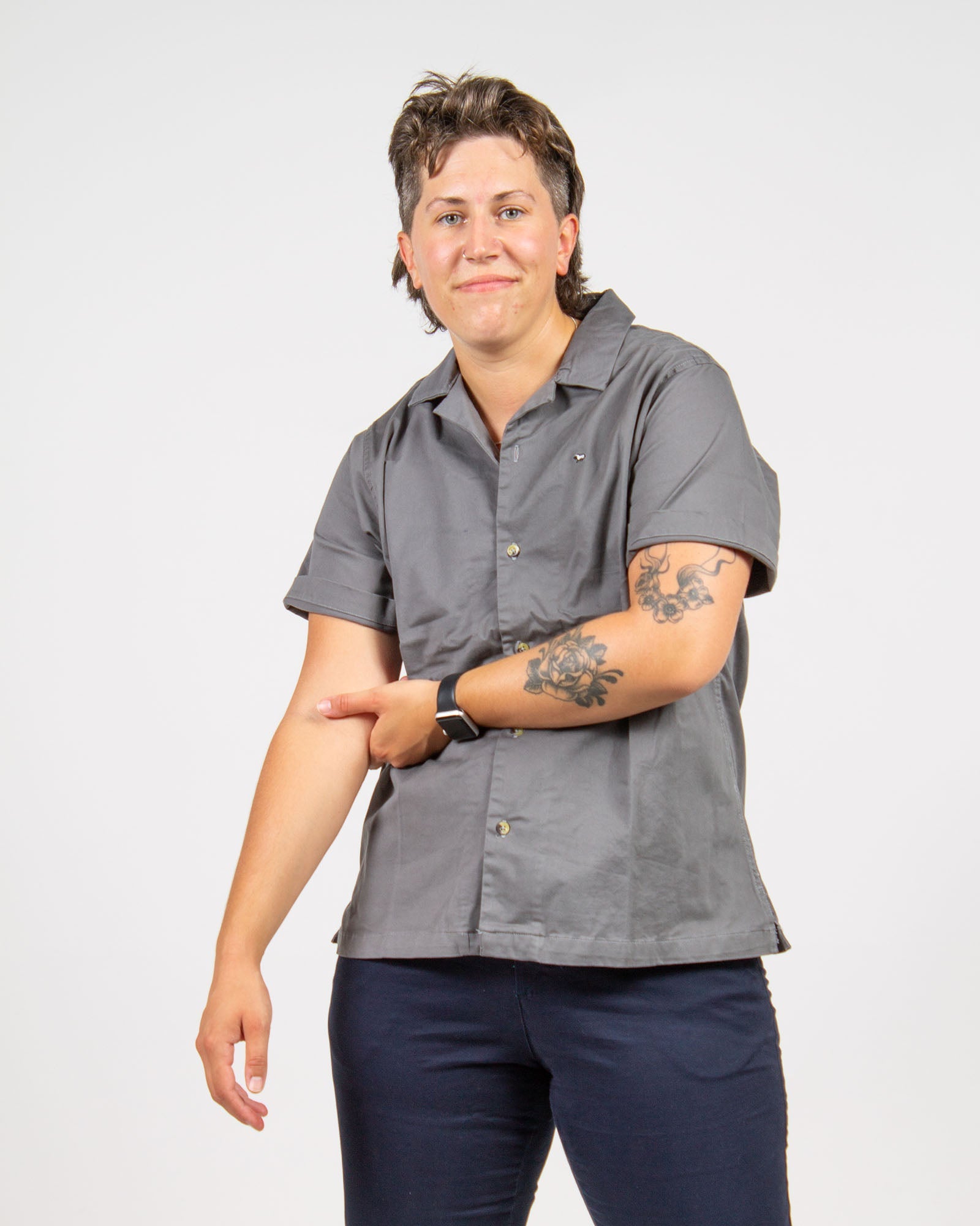 Grey Camp Collar Shirt