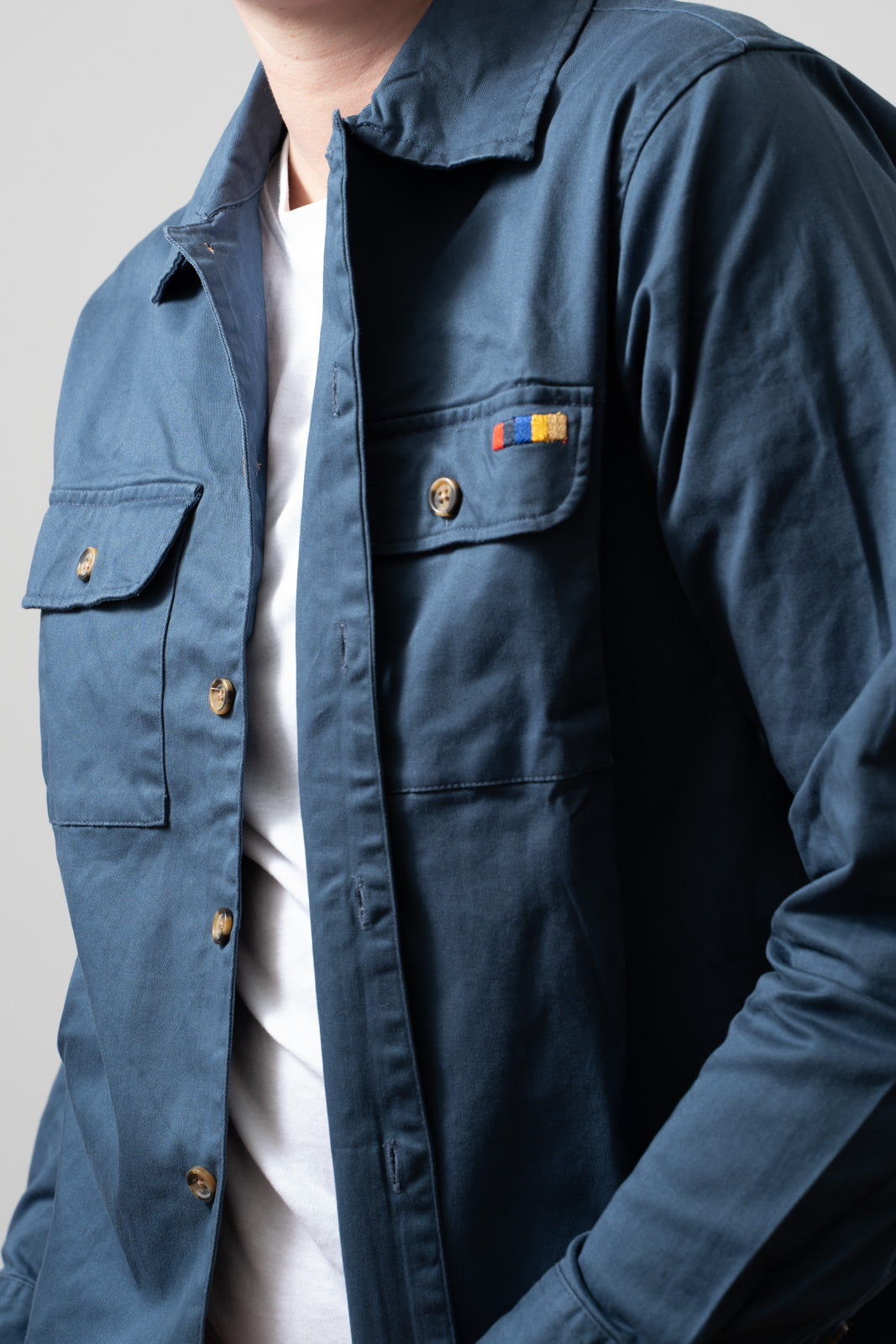 Dusty Blue Essential Shirt Jacket