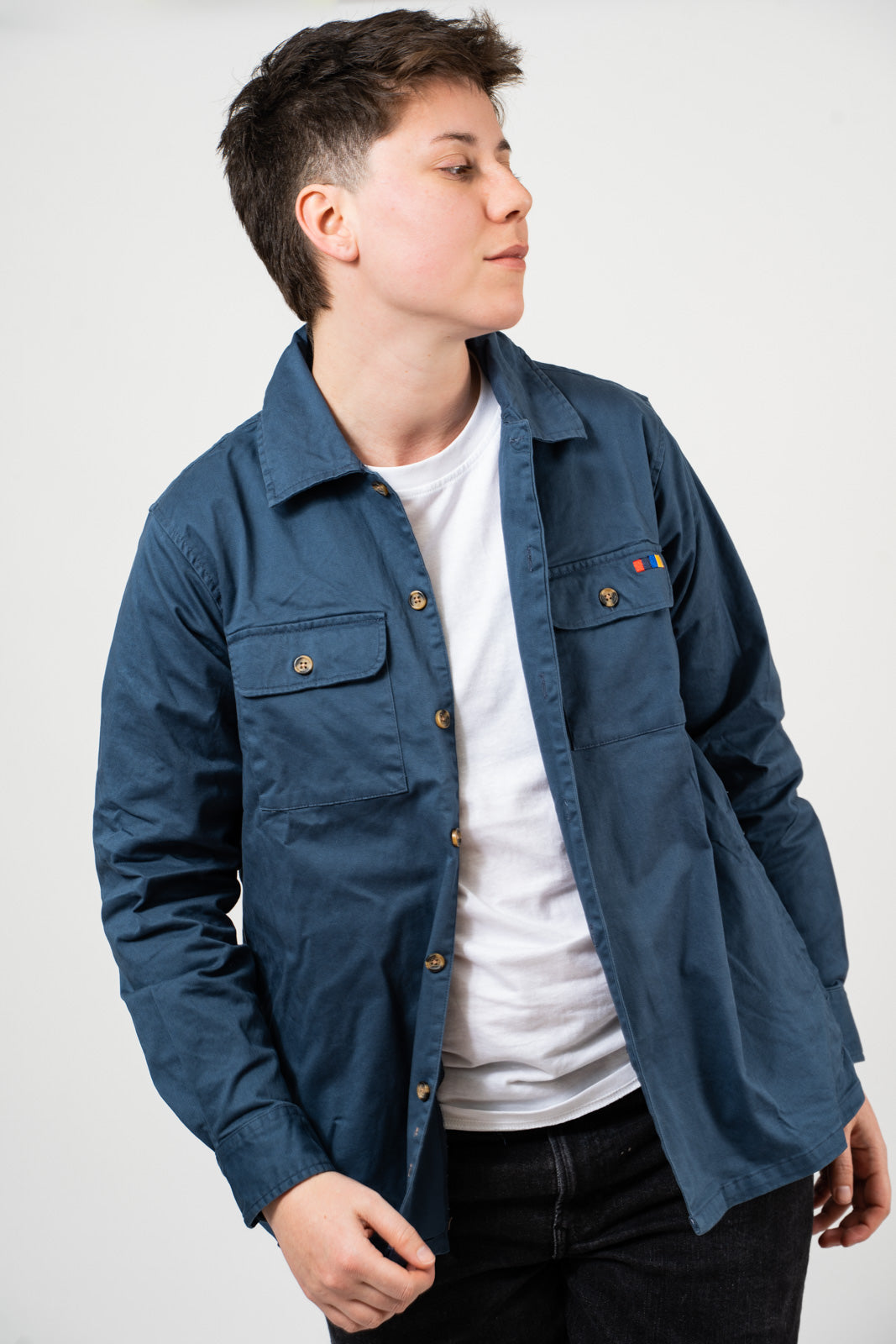 Dusty Blue Essential Shirt Jacket