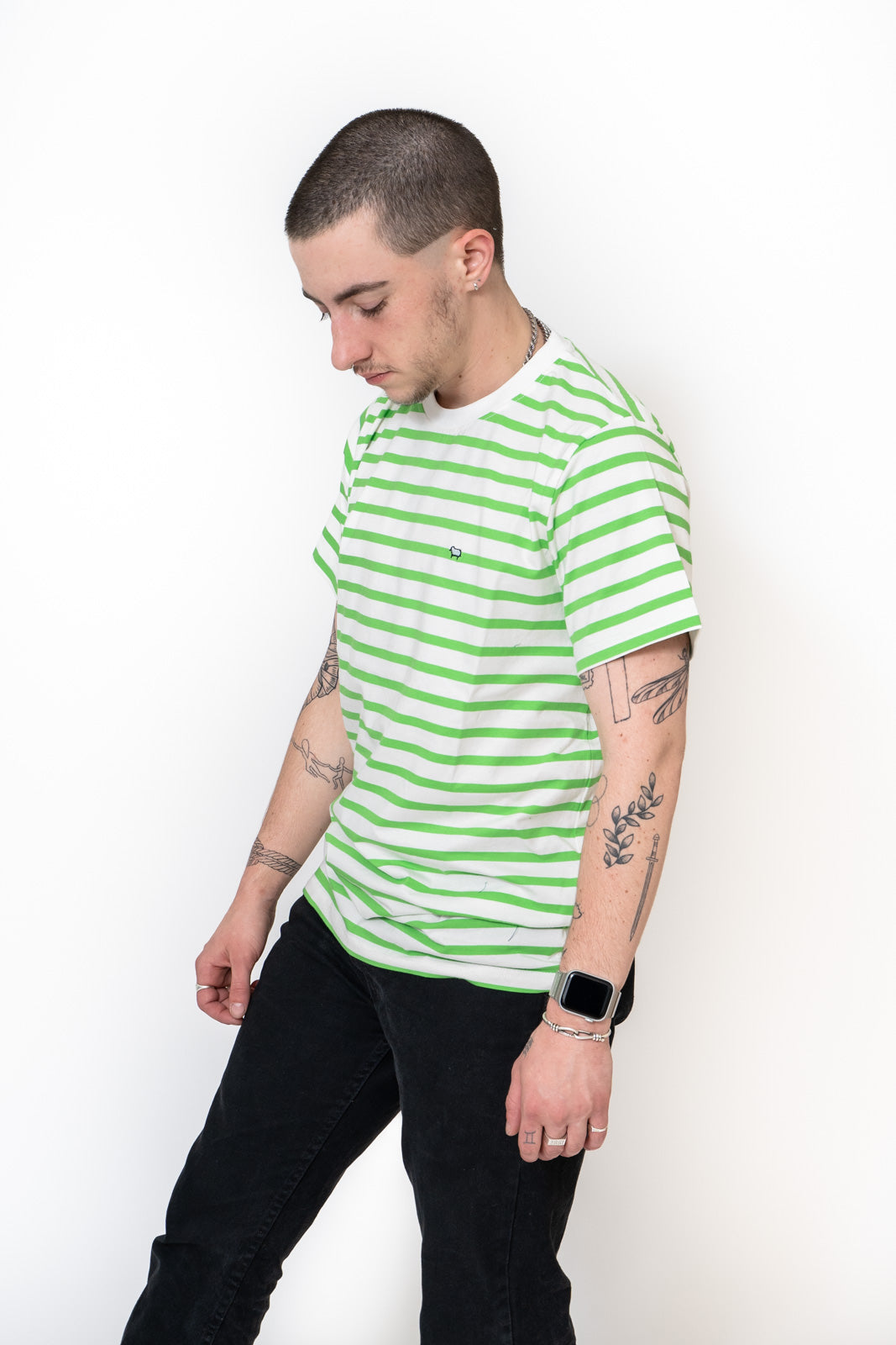 Lime stripe tee