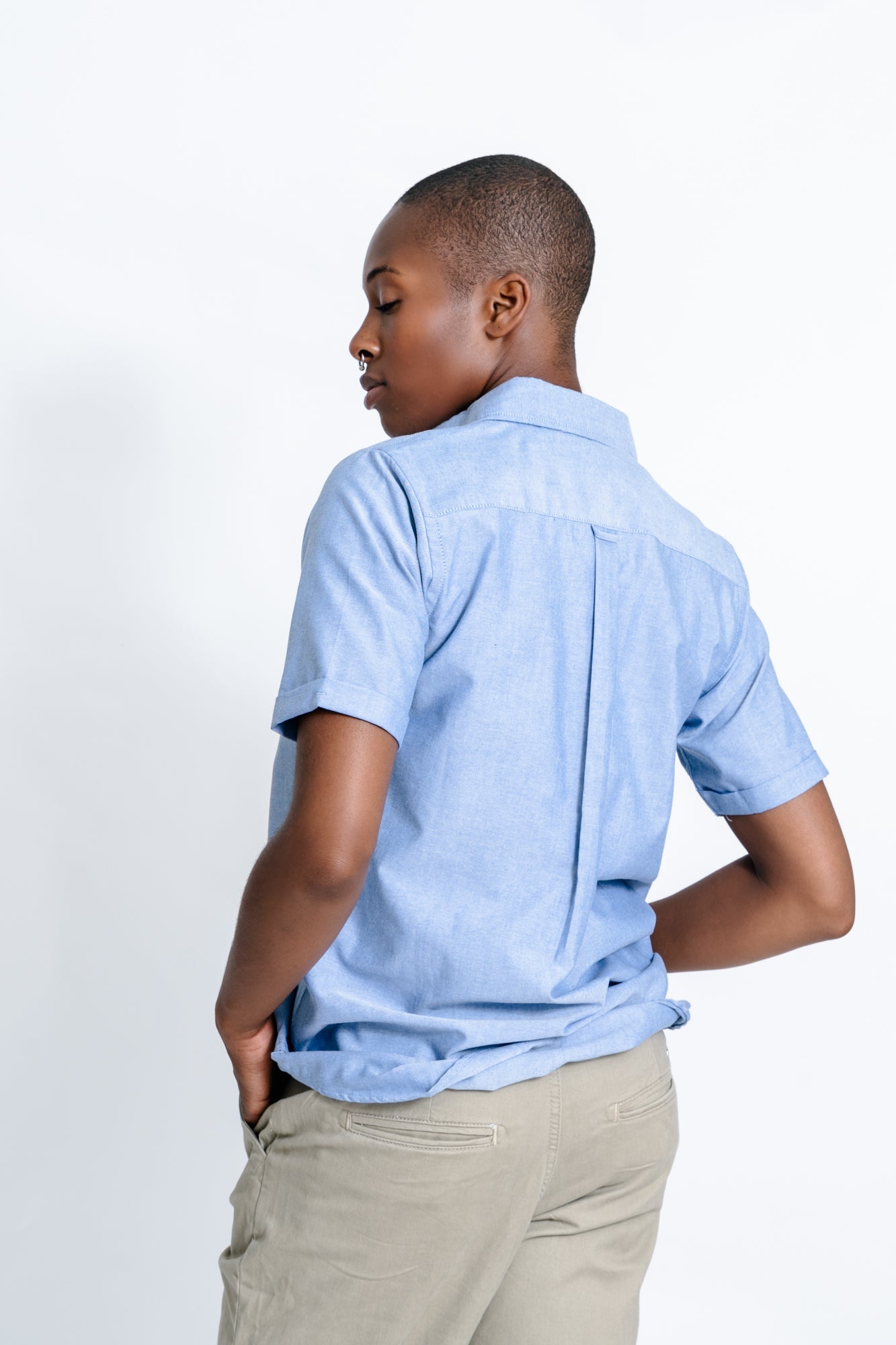 Short Sleeve Blue Oxford