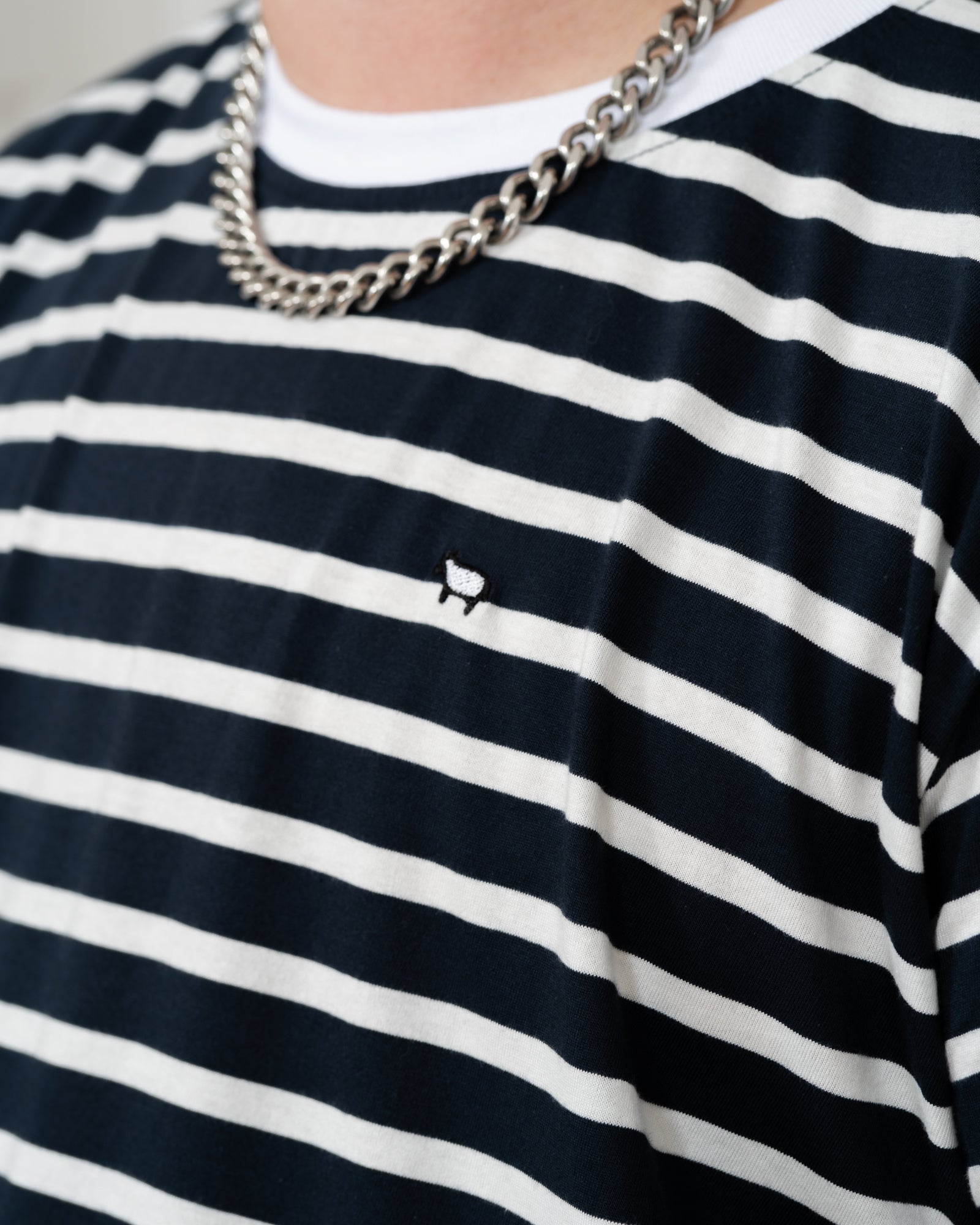 White and Navy Stripe
