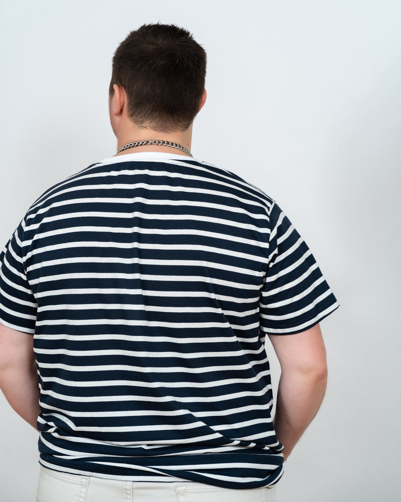White and Navy Stripe